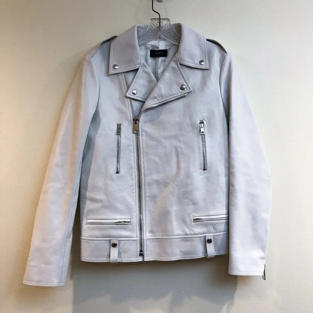JOSEPH Ryder 100% Lamb Leather White Designer Classic Motorcycle Jacket 36 RARE - Picture 3 of 12